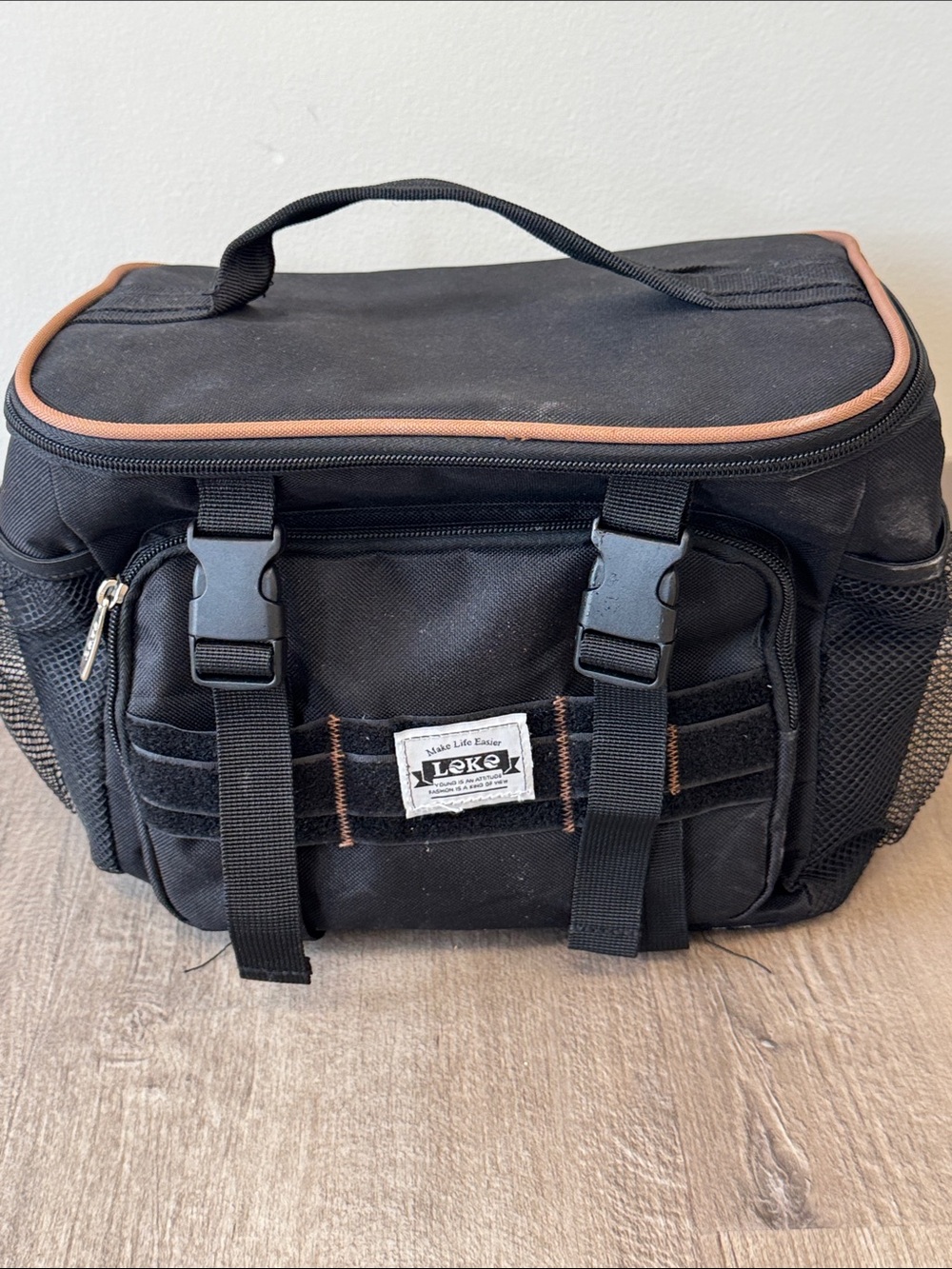 Black Canvas Utility Shoulder Bag for Men
